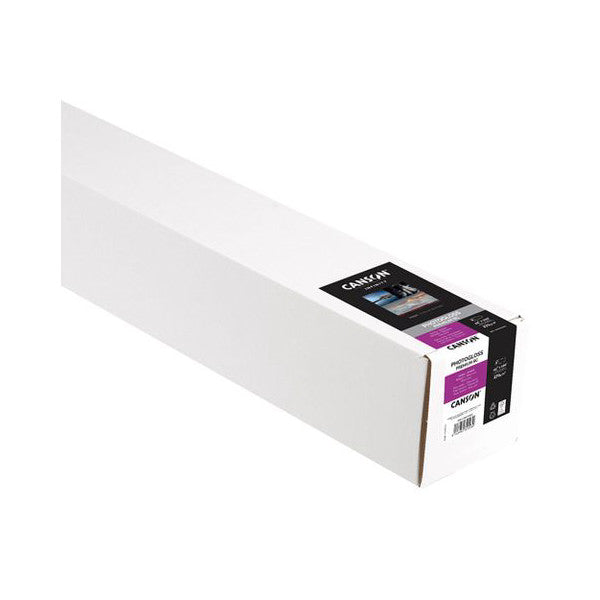 White paper roll with black and purple product label shown at an angle against white background.
