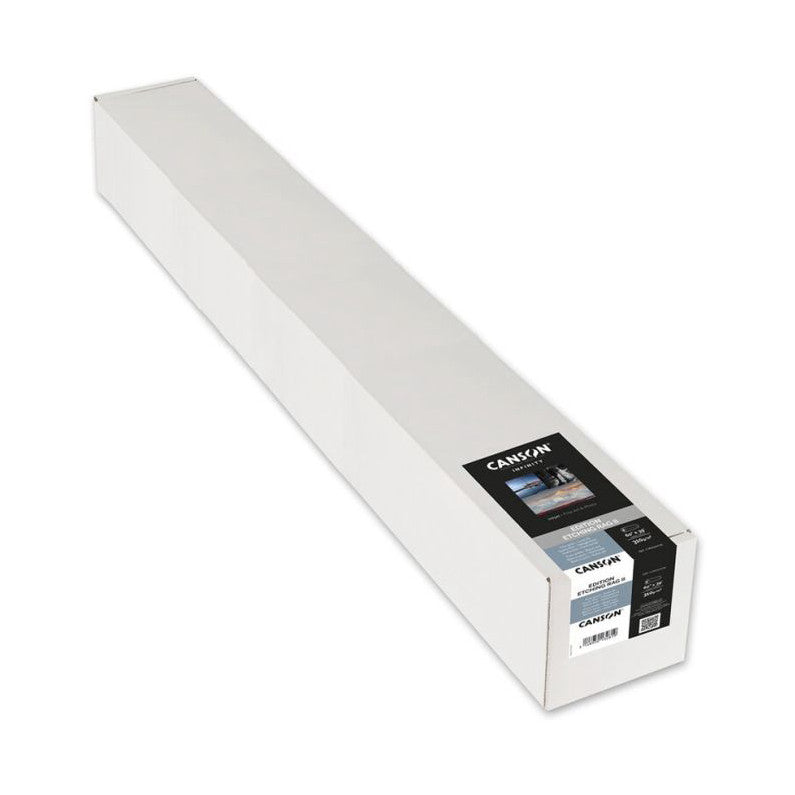 White cardboard roll packaging tube at an angle showing product label and branding details on the side.