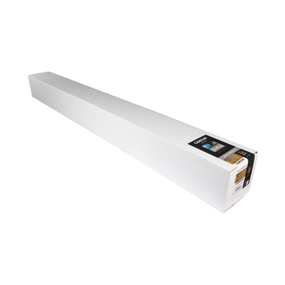 Long white paper roll with Canson branding and product label visible on the end cap, shown at an angle against white background.