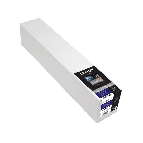 Long white paper roll with black product label visible at one end, shown at angle against white background.