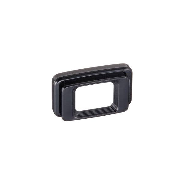 Black rubber eyepiece with rectangular opening, shown at three-quarter angle against white background