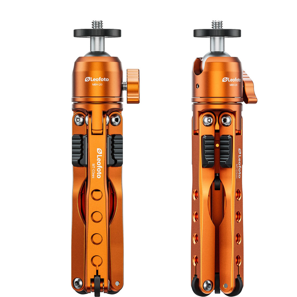 Leofoto MT-03 Mini Table Top 2 Section Tripod with MBH-20 Ball Head - Orange
