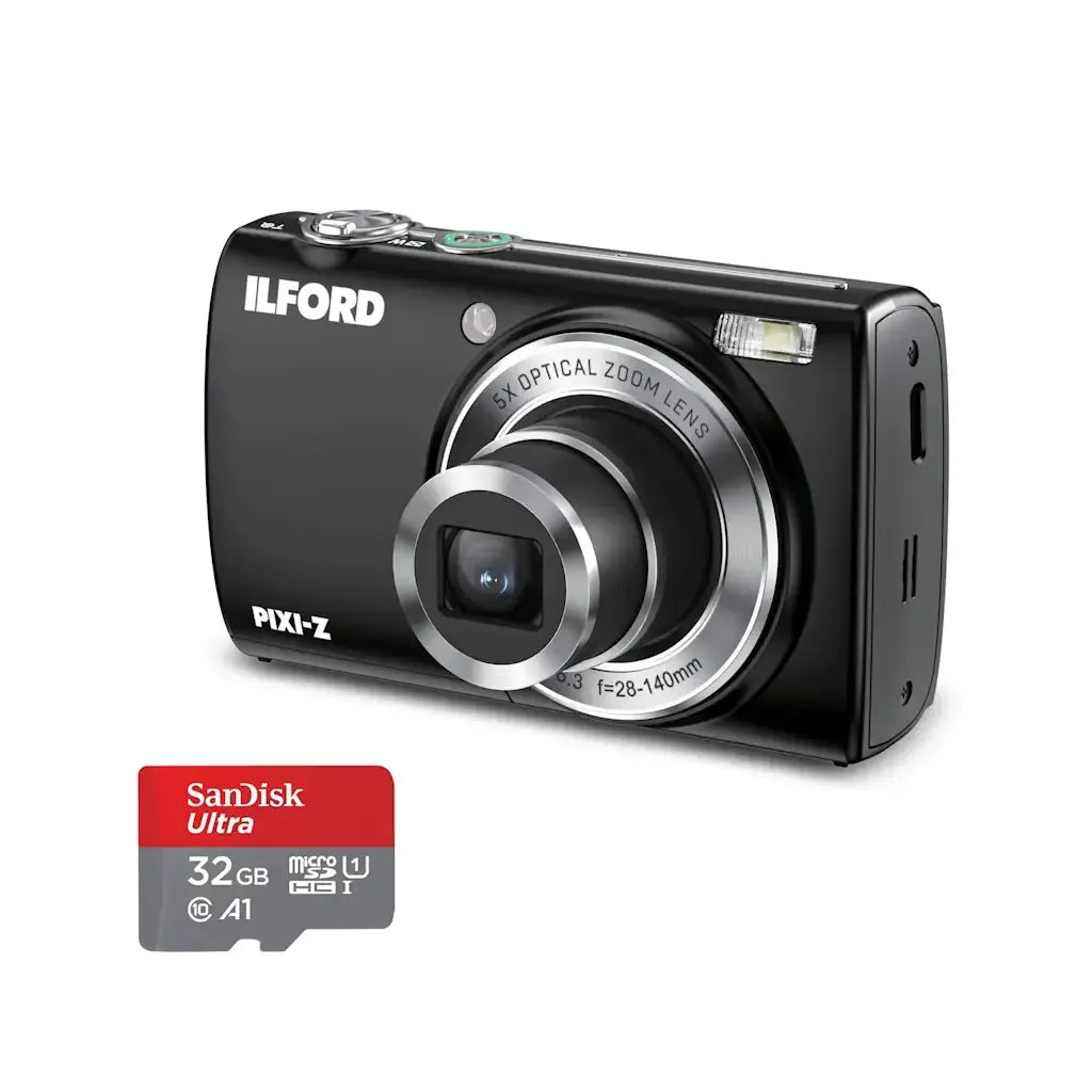 Ilford PIXI-Z Zoom Digital Camera Kit - Black - Bonus 32GB Card