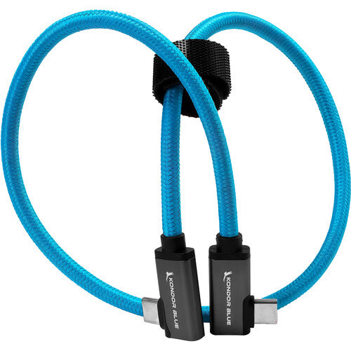 Kondor Blue Straight USB-C Right Angle Braided Cable 60.9cm Blue
