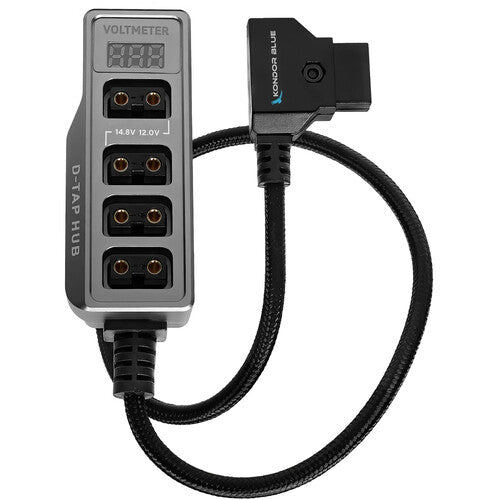 Kondor Blue 12V Metal D-Tap Hub 4 Way Power Tap Splitter - 1/4"-20 Thread