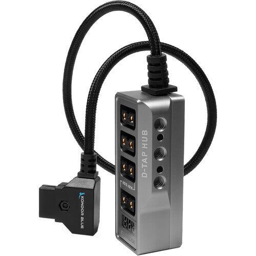 Kondor Blue 12V Metal D-Tap Hub 4 Way Power Tap Splitter - 1/4"-20 Thread
