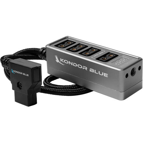 Kondor Blue 12V Metal D-Tap Hub 4 Way Power Tap Splitter - 1/4"-20 Thread
