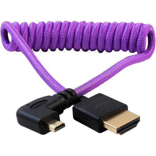 Kondor Blue Gerald Undone MK2 Coiled Right Angle Micro HDMI to Full HDMI Cable for Canon R5/R6 - 30 to 60cm