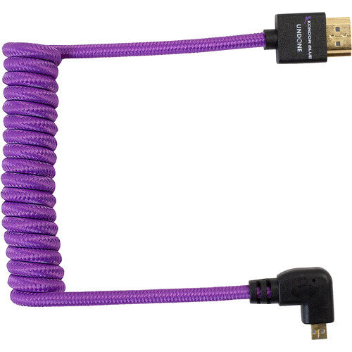 Kondor Blue Gerald Undone MK2 Coiled Right Angle Micro HDMI to Full HDMI Cable for Canon R5/R6 - 30 to 60cm