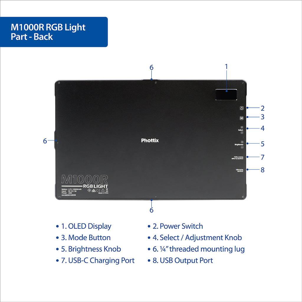 Phottix M1000 RGB Panel LED Light