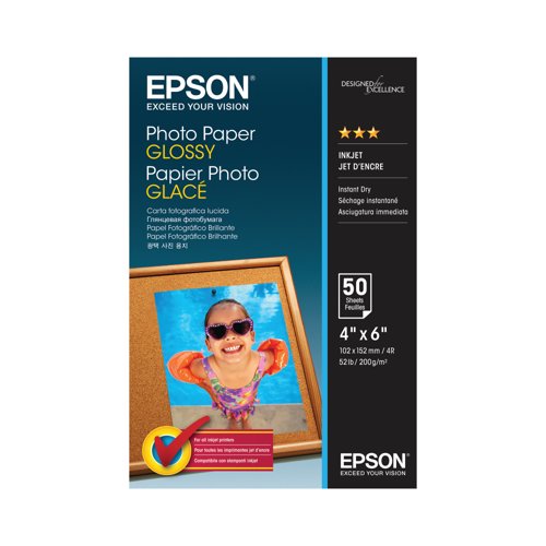 Epson Glossy Photo Paper 10x15cm (4x6 inch) 50 Sheets