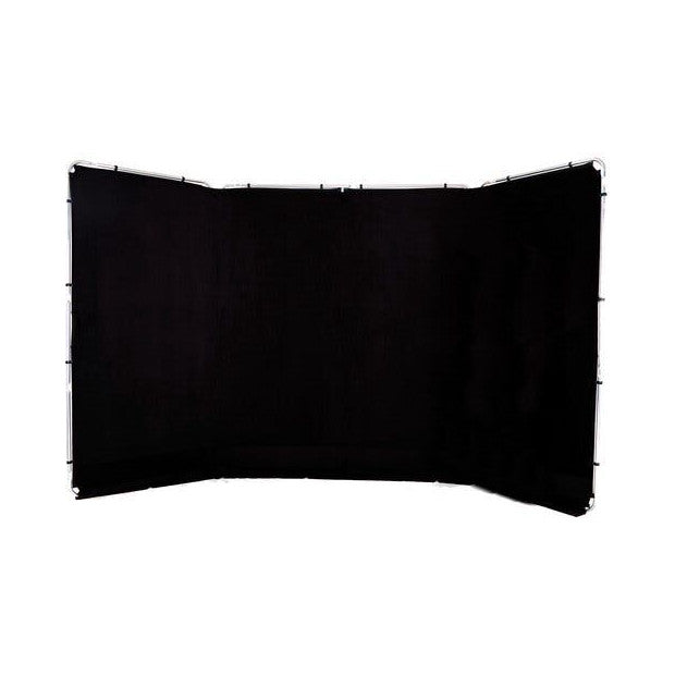 Black curved backdrop panel shown from front angle, displaying the full width and curved design against white background.