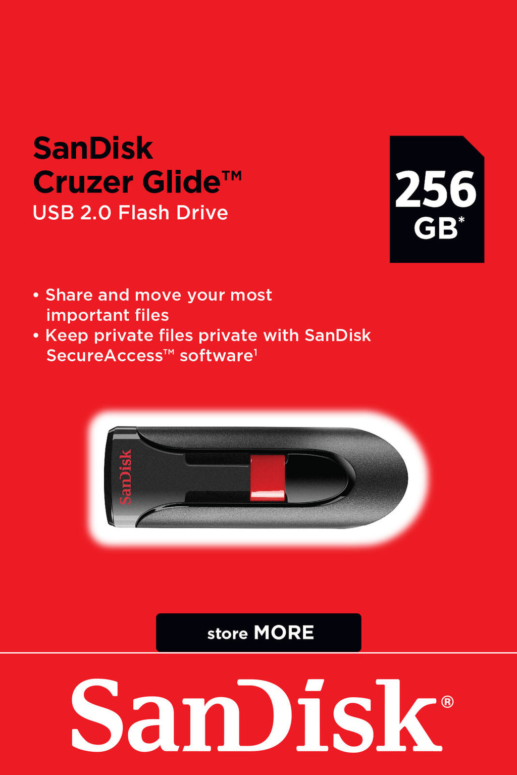 SanDisk Cruzer Glide CZ60 256GB USB 2.0 Flash Drive