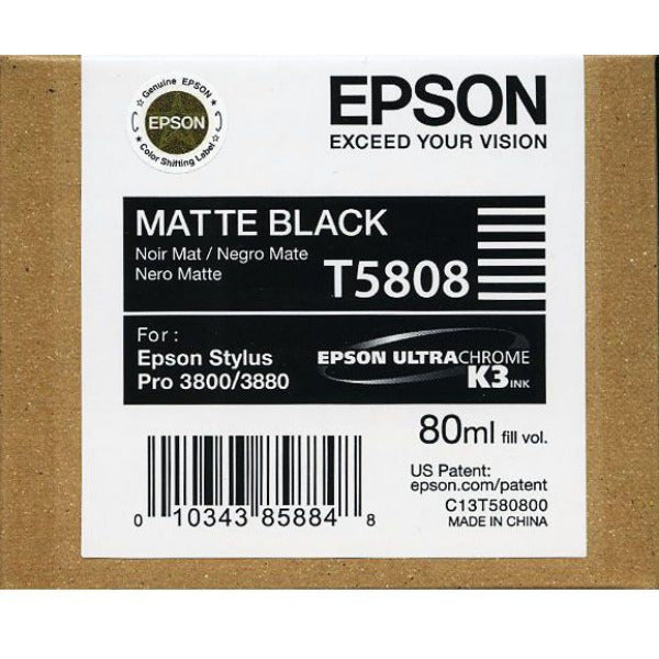 Epson matte black ink cartridge packaging with label