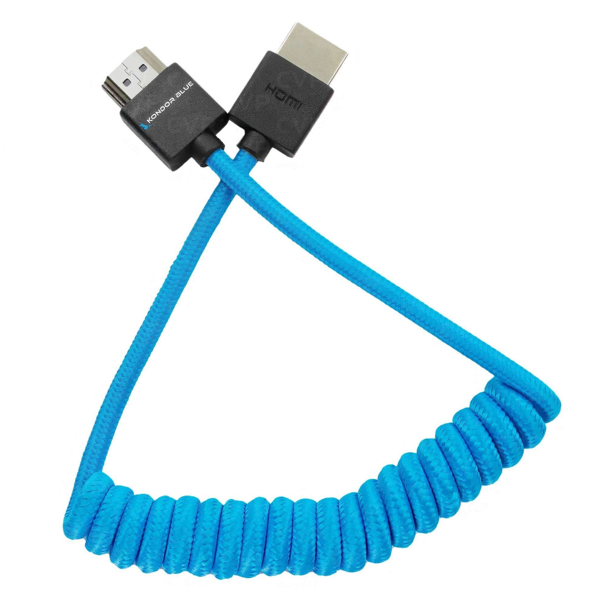 KONDOR BLUE Coiled Full HDMI Cable - 30-60cm - Blue