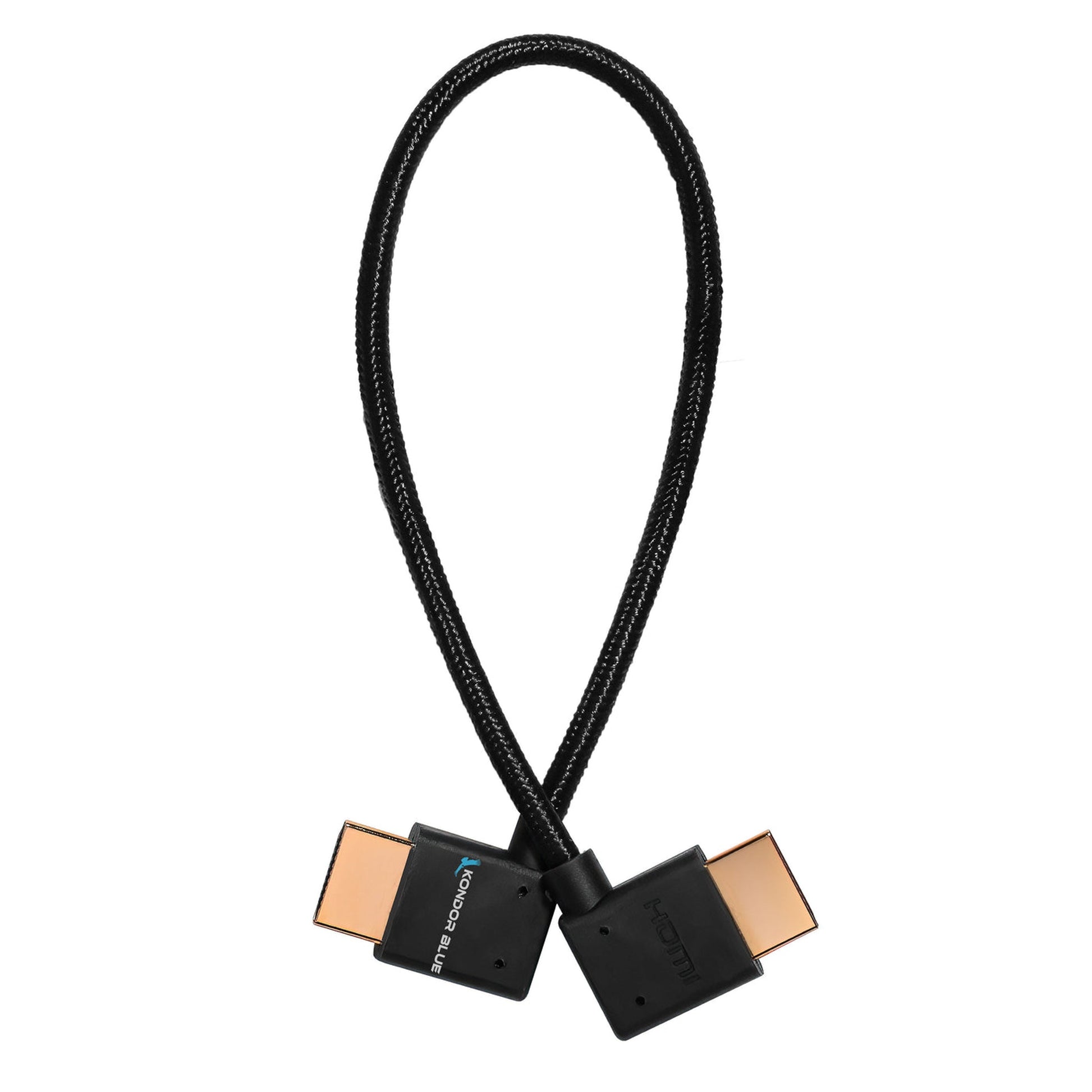 Kondor Blue 30cm Right Angle to Left Angle Full HDMI Straight Cable - Raven Black