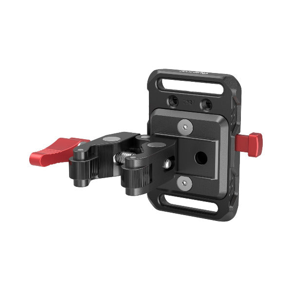 SmallRIG 2989 mini V Mount Battery Mount Plate with Crab Shaped Clamp on White Background