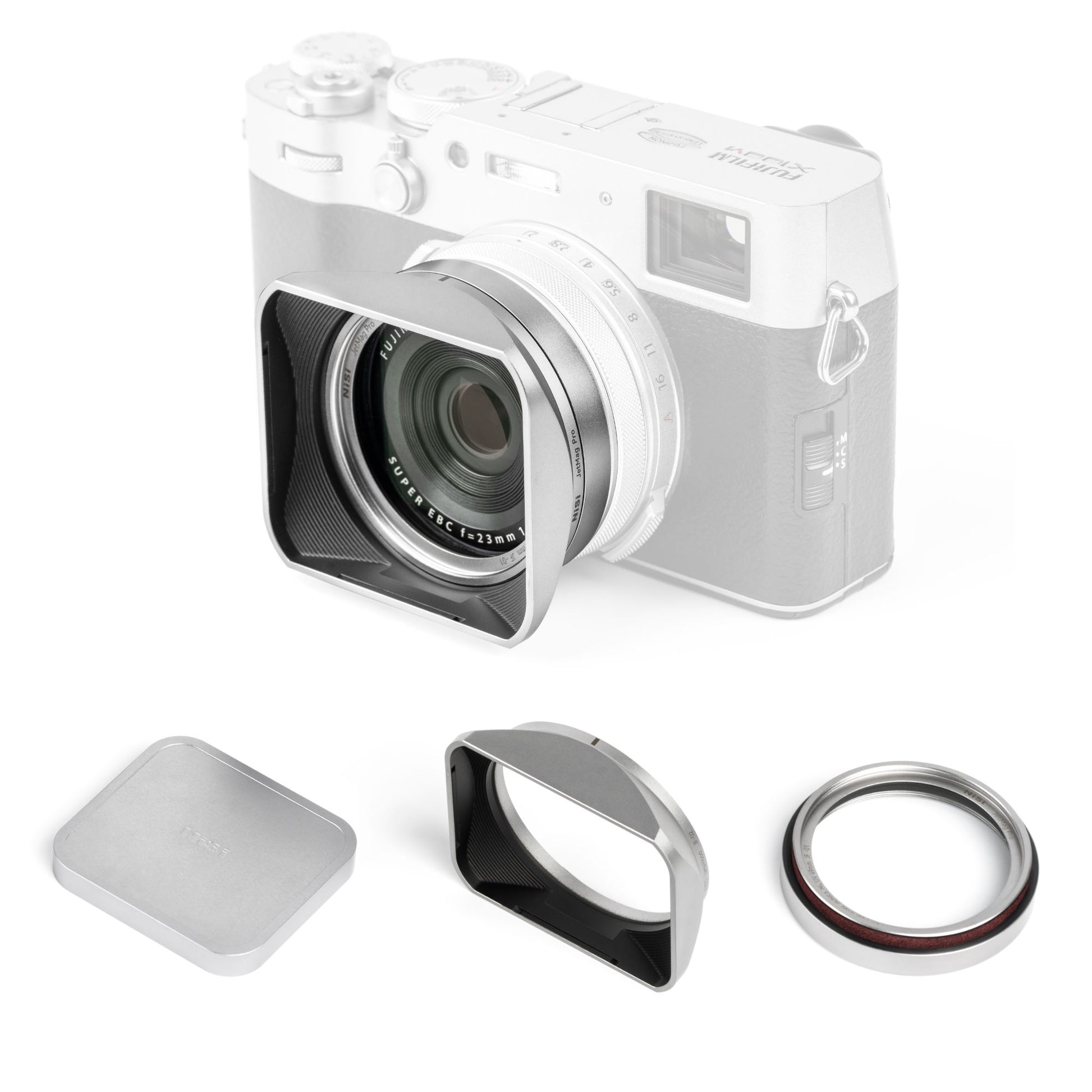 NiSi JetMag Pro Lens Hood Kit for Fujifilm X100 Series w/49mm UV Filter Adaptor SLV