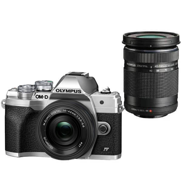 Olympus OM-D E-M10 Mark IV Silver Twin Kit with 14-42mm & 40-150mm
