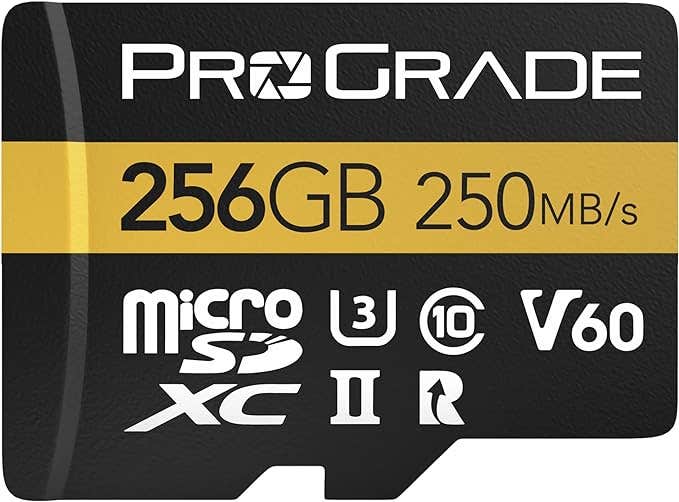 ProGrade 256GB UHSII Micro SD V60 Card w/Adaptor