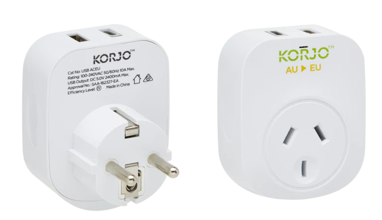 Korjo Plug Adaptor with USB A+C for Europe