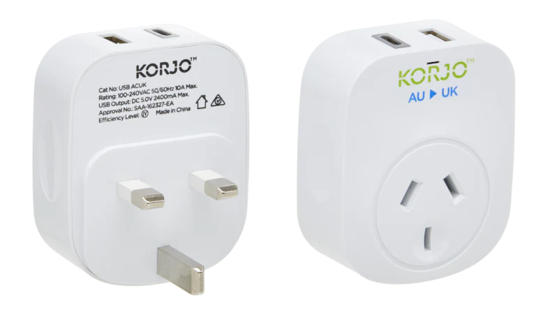 Korjo Plug Adaptor with USB A+C for UK