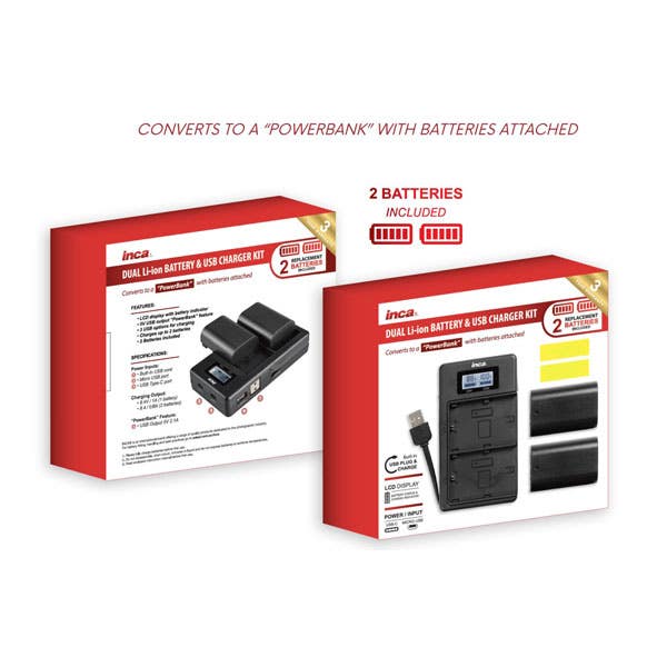 Inca Dual USB Charger with 2x NPFZ100 Batteries