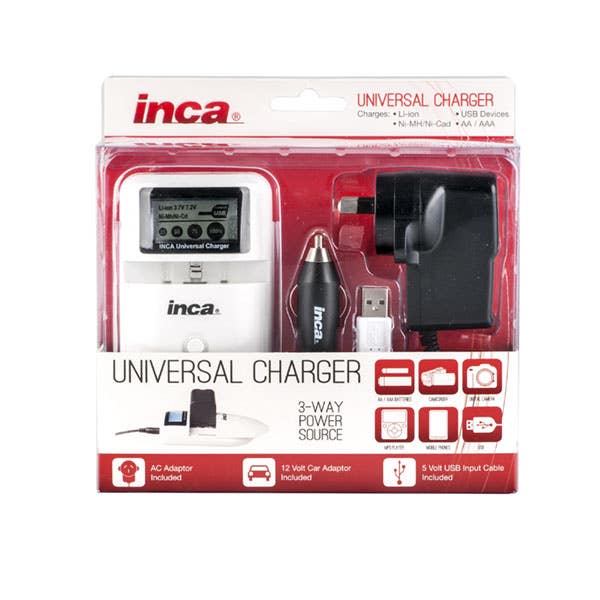 Inca Universal Charger w/LCD (For Lith/4xAA/USB)