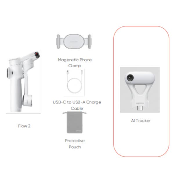 Insta360 Flow 2 Mobile Gimbal Bundle with AI Tracking - Grey with Built-In Tripod