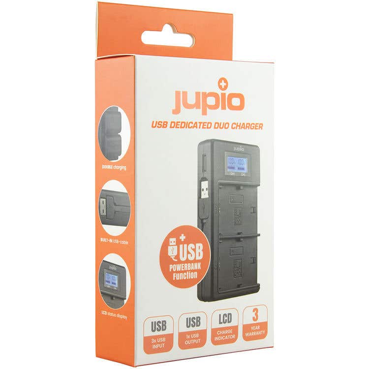 Jupio USB Charger 2x Slots w/LCD - Panasonic Lumix DMW-BLF19