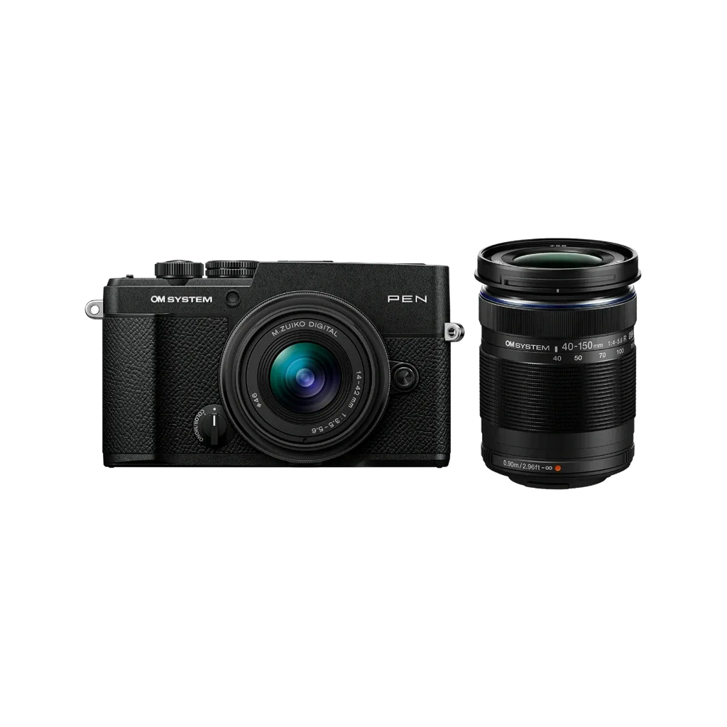 OM System PEN Mirrorless Twin Kit with 14-42mm  + 40-150mmR - Black