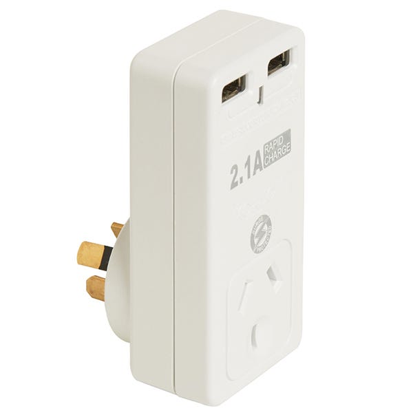 Korjo 2 Port USB AUS Adapter 2.1 AMP Rapid Charge