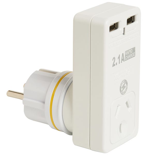 Korjo 2 Port USB Euro Adapter - Rapid Charge