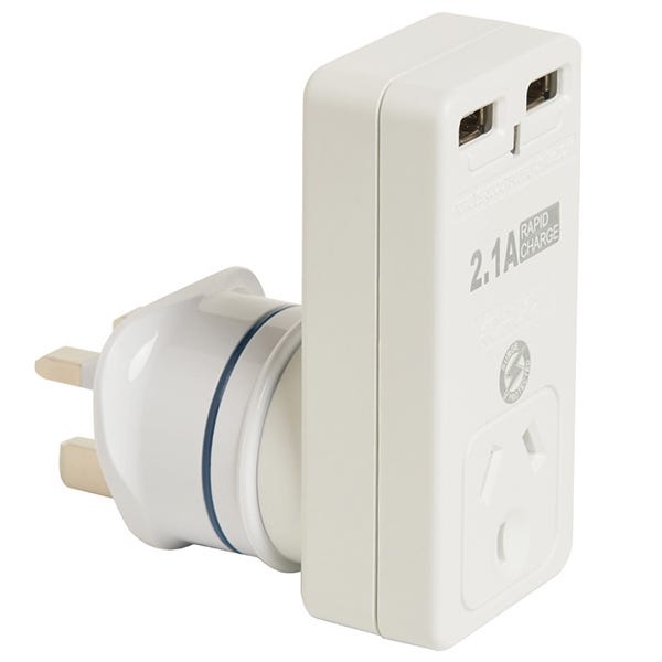Korjo 2 Port UK EURO Adapter 2.1 AMP Rapid Charge