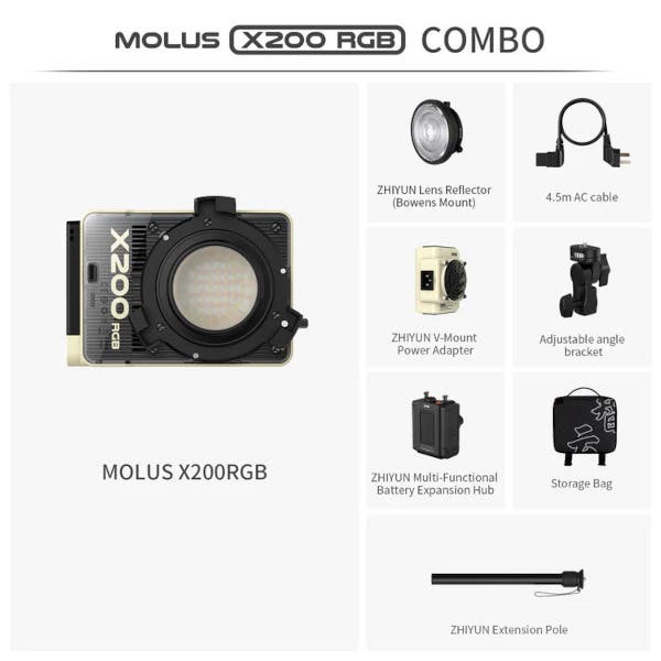 Zhiyun-Tech Molus X200 200W COB LIGHT COMBO Kit