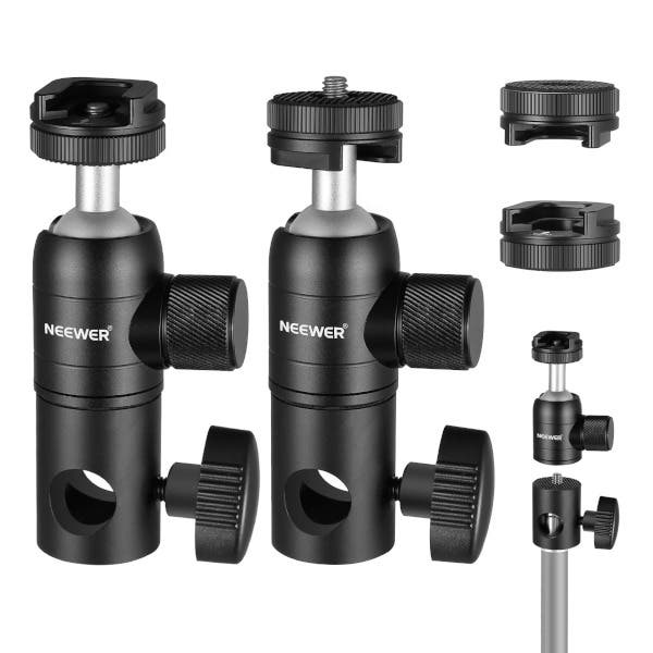 Neewer Light Stand Adaptor 2PK with Ball Head & Cold Shoe