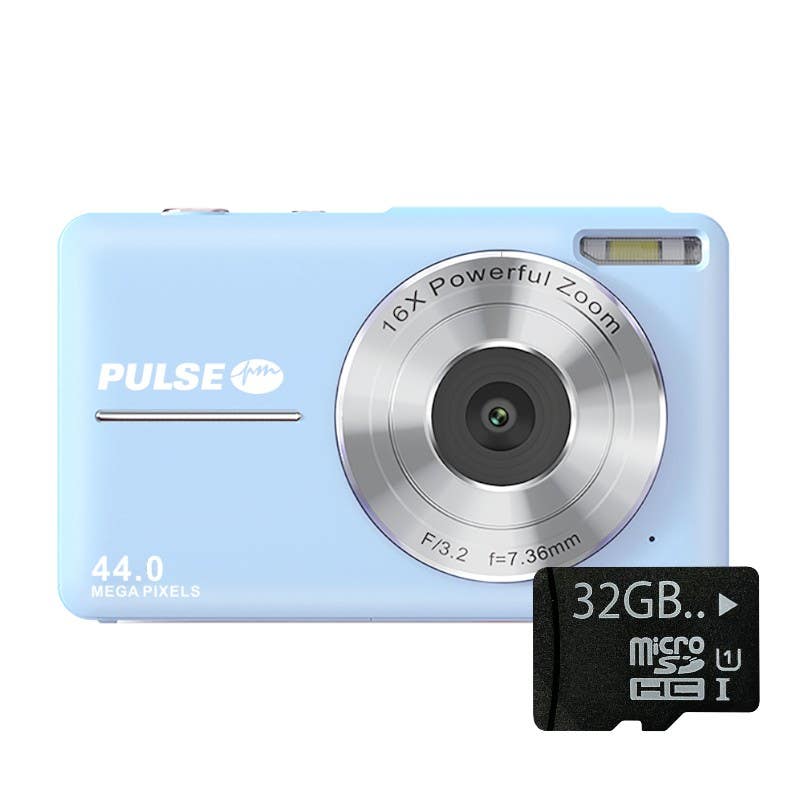 Pulse DC44 Digital Compact Camera w/32GB Card - Blue