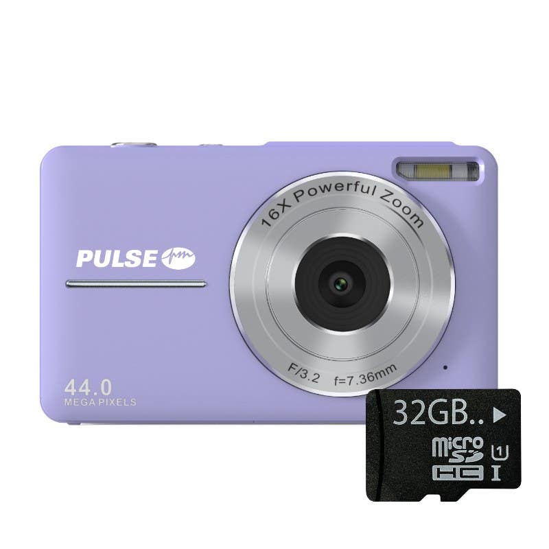 Pulse DC44 Digital Compact Camera w/32GB Card - Purple