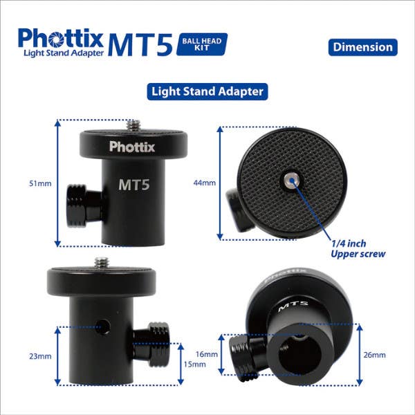 Phottix MT5 Light Stand Adaptor Kit