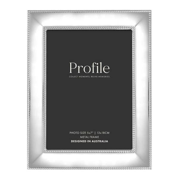 Profile Romance Silver Beaded  Metal 5x7" frame